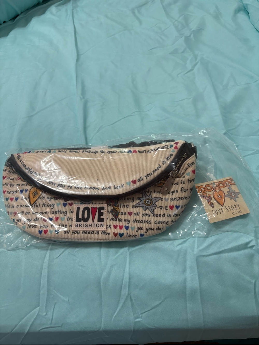 Brighton Cream Love Story Printed Mini Crossbody